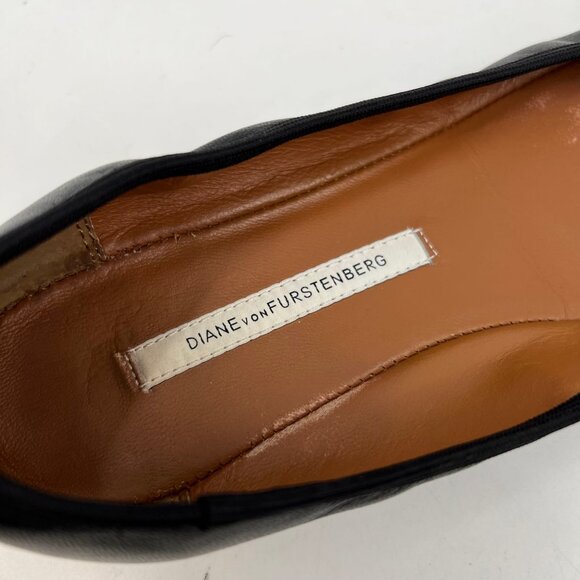 Diane Von Furstenberg Black Leather Flats | Classic Style - Picture 6 of 8